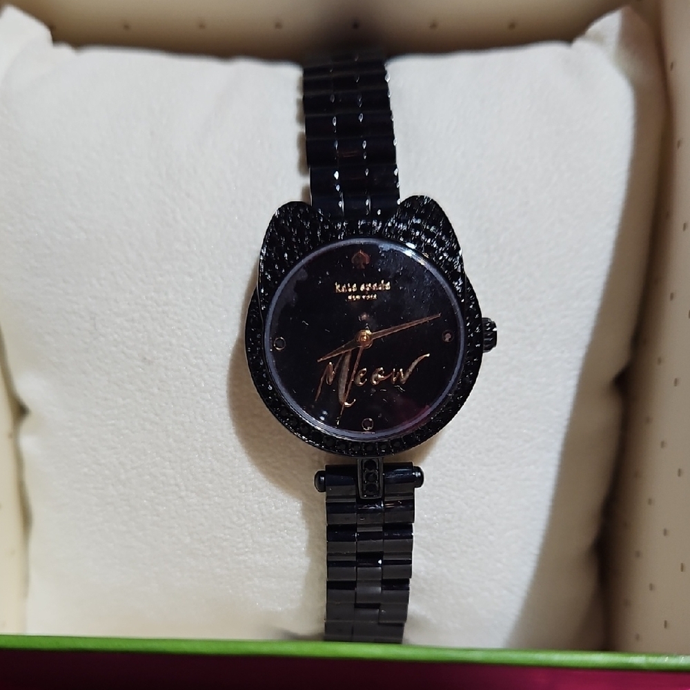 Kate Spade Black Cat Ear Meow Watch *NEEDS BATTERIES*